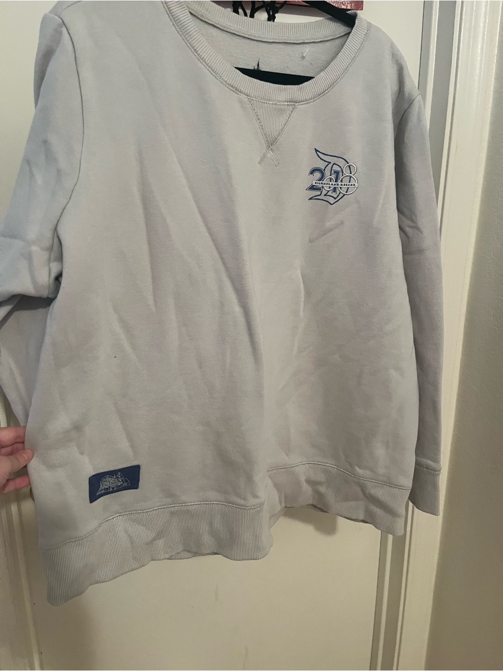 Disney Light Gray Crewneck Sweatshirt with Blue Logo